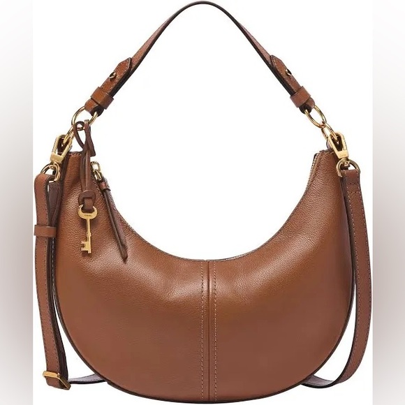 Fossil Shae small hobo - medium brown Leather shoulder or crossbody bag NWT - Picture 3 of 17